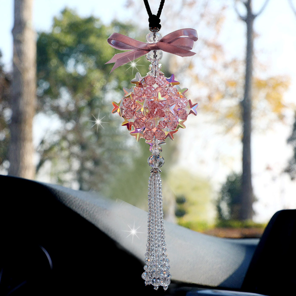 Girl's new pint full of Star Crystal Car Pendant lady hanging up in the back of the car Mirror Swing Piece Creative Pendant Male