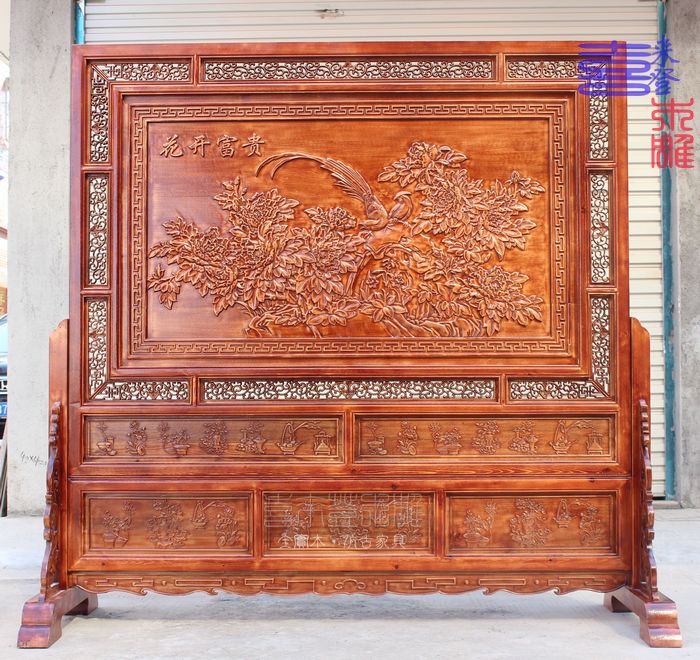 Dongyang khắc gỗ màn hình sàn gỗ chạm khắc hoa mở màn hình phong phú Trung Quốc rắn gỗ hai mặt chạm khắc vách ngăn - Màn hình / Cửa sổ vách ngăn trang trí