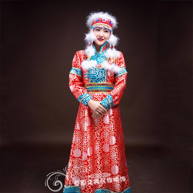 Mongolian performances national clothes Mongolian dance clothes lady Mongolian robe ceremonial suit sold