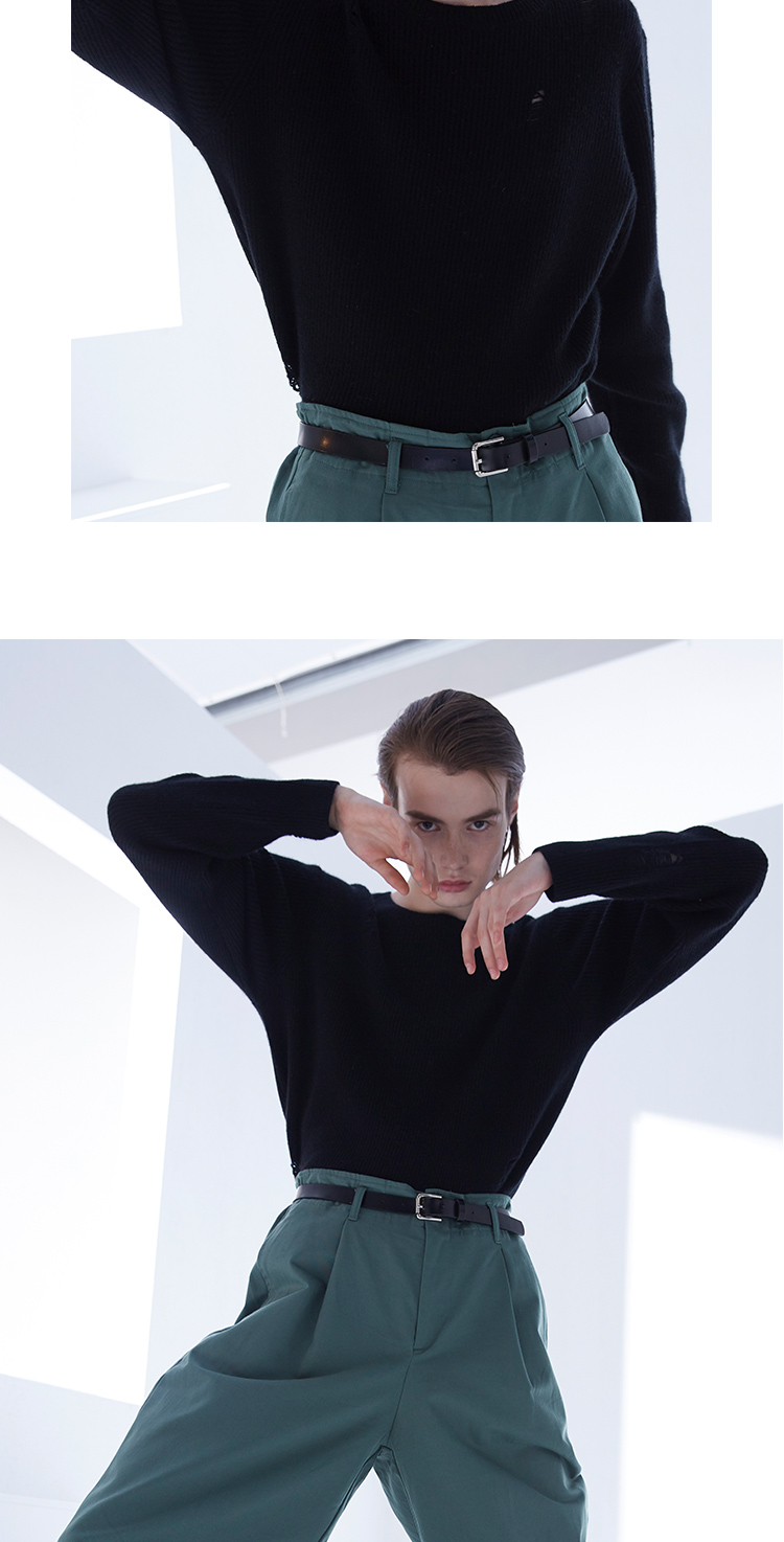 [Ưu đãi đặc biệt] Áo len cashmere nguyên chất của Sinoff áo thun nam cổ tròn thẳng, áo len dài tay dày - Kéo qua quần jogger nam