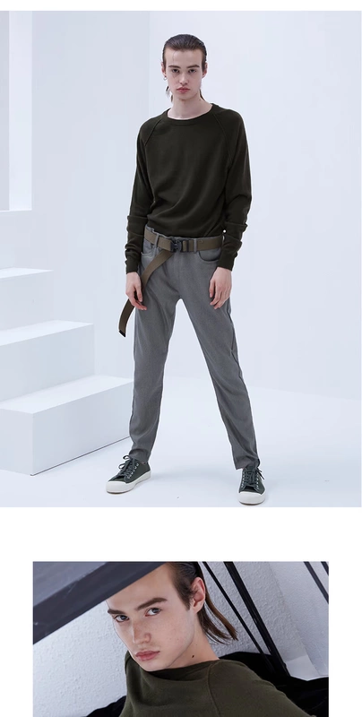 Áo len cashmere nguyên chất của nam giới áo thun nam mùa thu và mùa đông mới cổ rag áo len dài tay áo len - Kéo qua shop quần jean nam