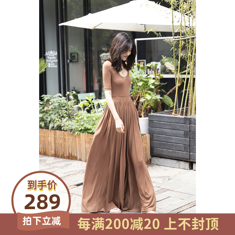 CDS Crochet jumpsuit women's summer high waist slimming wide-leg jumpsuit 2021 new fashion hakama