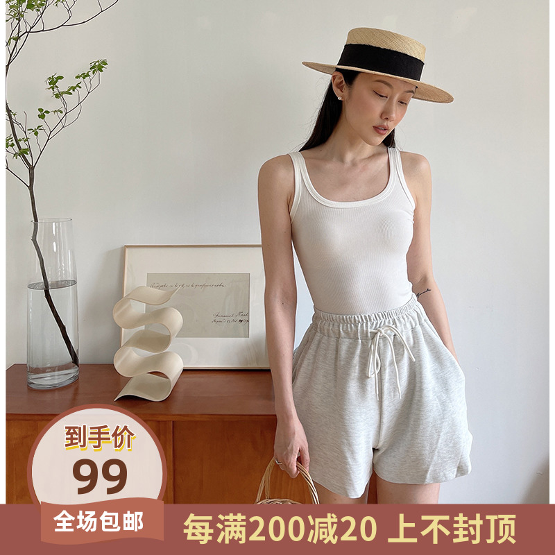 Crochet black and white two-color I-shaped sleeveless vest women's self-cultivation inner wear bottoming beautiful back T-shirt top outer wear suspenders