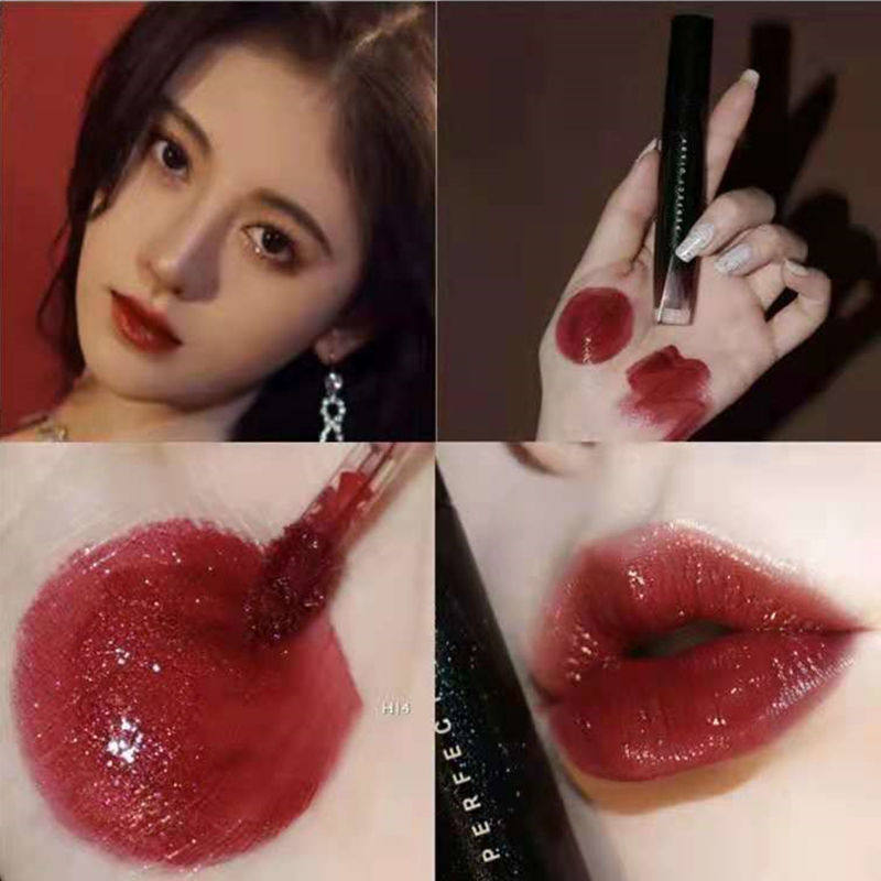 New Perfect Diary Little Wine Gallery Lip Glazed Lipstick H21 Mirror H22 Water Light Glass H11 Wine Tube H12 Milk Tea Color