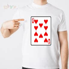 Оригинальный дизайн diy长袖短袖t恤班服定制文化广告衫扑克牌红桃10男女儿童t-shirt Hanzes