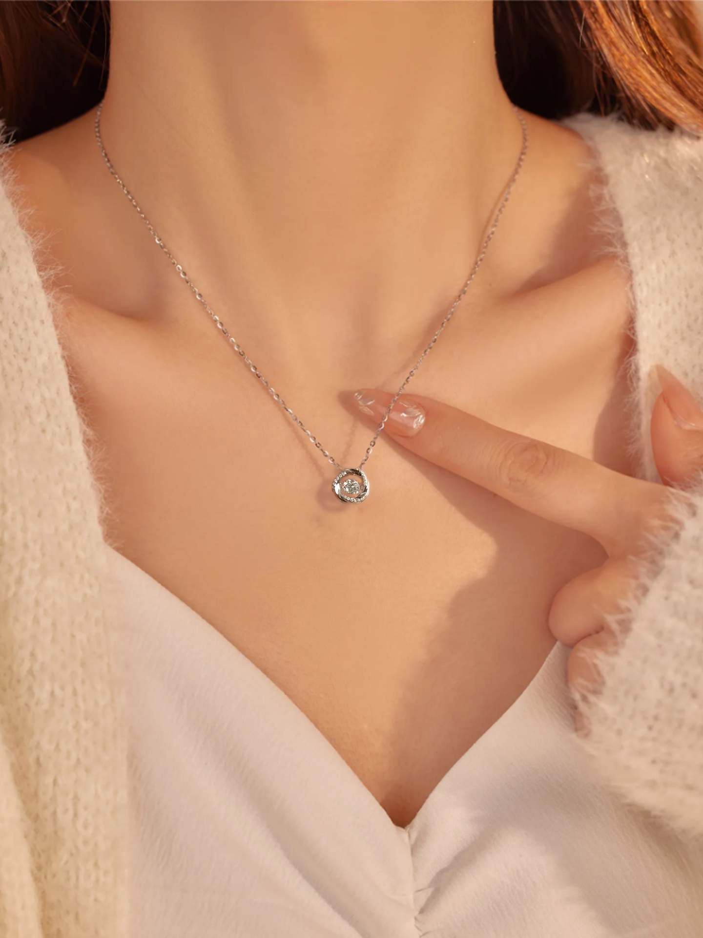 【Same Style as Pupu】Sans Starlight Star Necklace S925 Sterling Silver Pendant Mobius Ring Clavicle Chain