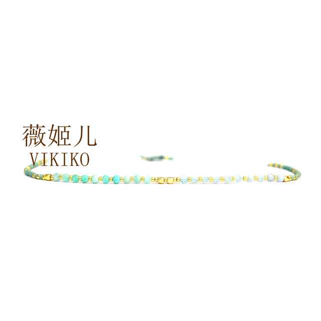 VIKIKO beaded ທໍາມະຊາດເຄິ່ງມີຄ່າ amazonite aquamarine crystal ເດັກຍິງສາຍແຂນຂະຫນາດນ້ອຍຂອງປະທານແຫ່ງ