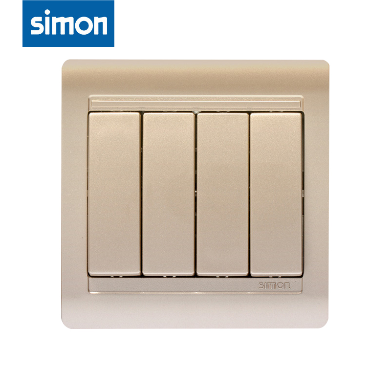 Simon Simon 55 series champagne gold four open single control switch socket panel