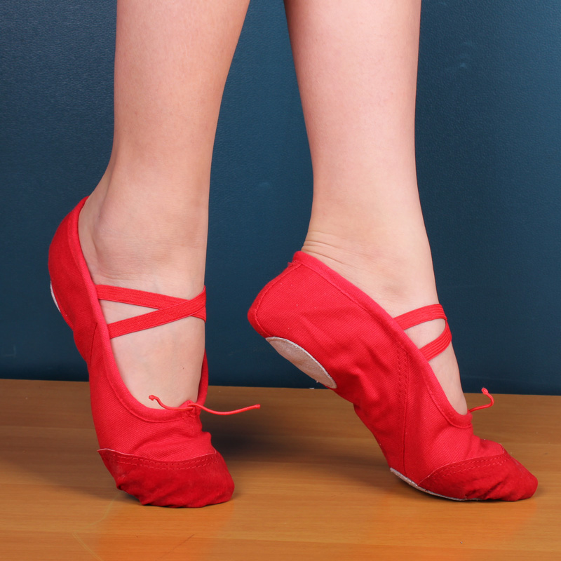 Girl Red Dancing Shoes Women Soft-bottom Practice Shoes Children Dancing Shoes Adults Yoga Ballet National Dance Kindergarten