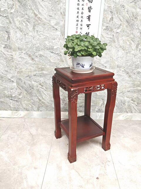 Special Offer: Simple Chinese-Style Elm Wood Multi-Layer Flower Stand, Solid Wood Flower Table, Living Room Square Flower Pot Stand, Telephone Table, Bonsai Stand