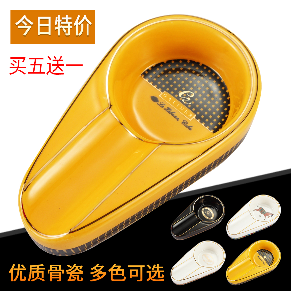 galiner cigar tobacco ashtray portable creative personality Home cigar tobacco cylinder ceramic snow plus special metal