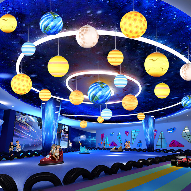 Planet Light Moon Nordic Art Round Ball Shop Dining Room Bar Counter Round Kindergarten Mall Hall Resin Chandelia