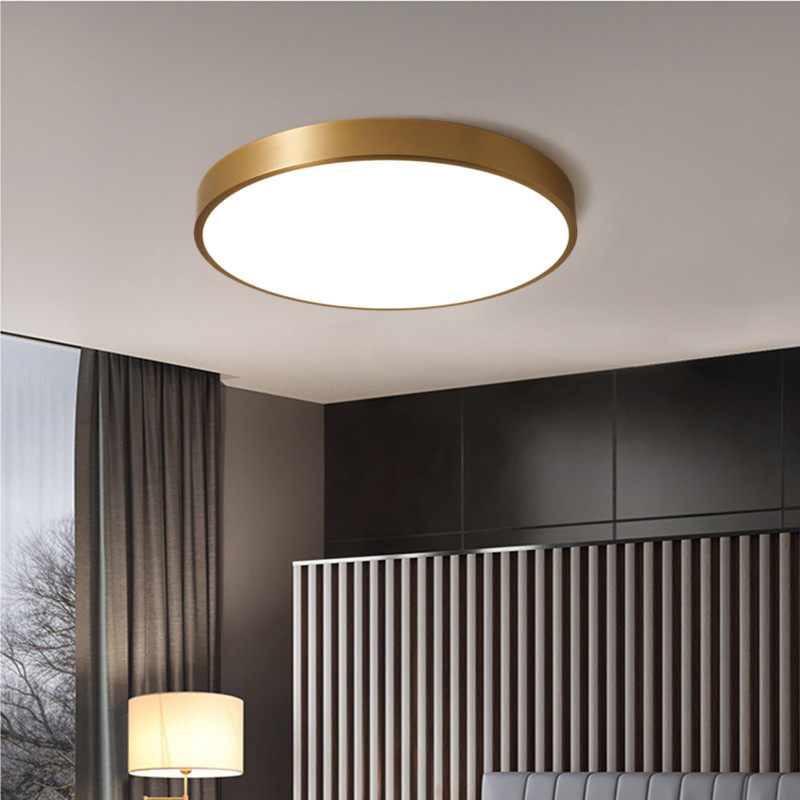 Ultra-thin LED ceiling lamp round bedroom lamp simple modern balcony room lamp all copper living room lamp Nordic lamps