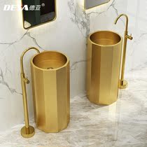 304 stainless steel golden column Basin light luxury one floor sink basin