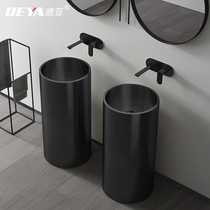 Deya stainless steel column basin Nordic black column washbasin integrated floor-standing wash basin