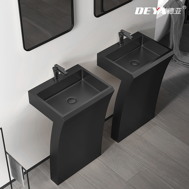 Dea Nordic Stainless Steel Column Type Washbasin Hotel Integrated Floor Wash Basin Balcony Black column basin