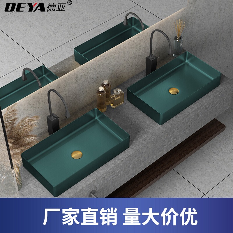 Ink green stainless steel stand on the balcony with handbasin villa hostelHomeArt basin sink