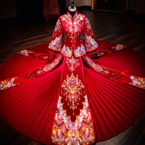 Xiuhe dress bride 2019 new wedding Chinese bridal dress dragon and phoenix coat ancient costume wedding dress cabinet dress summer Xiuhe