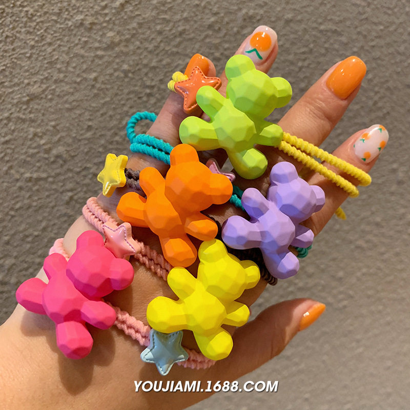 Fan family children bear rubber band Star hair ring does not hurt hair hair ring tie hair Rubber band female