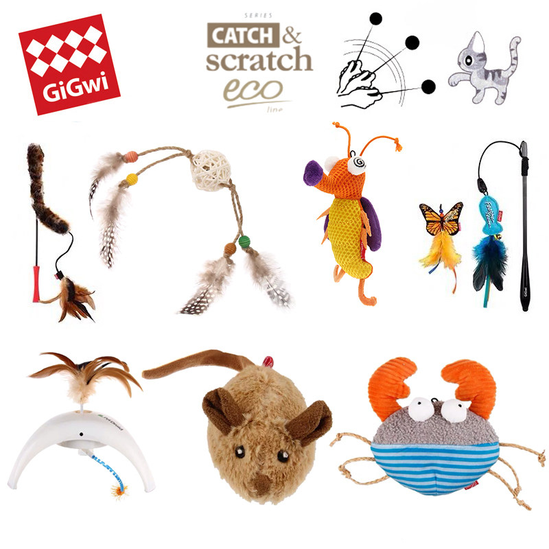 GiGwi gui for the funny cat stick feather bell electric pulley toy simulation bite-resistant plush ring paper cat self-hi