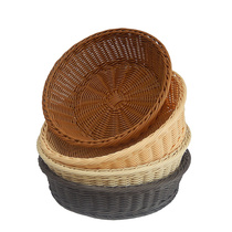 Imitated rattan fruit basket bread basket display display basket cake snack storage basket European round plastic woven basket