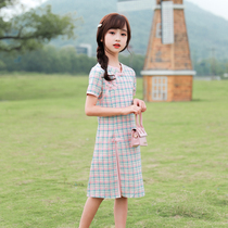 Girls cheongsam summer Chinese style 2021 new foreign style girls summer dress large children summer princess dress