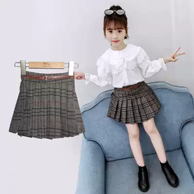 Girls pleated skirt autumn 2021 new children's super ocean school autumn skirt skirt medium and large children's children's short skirt