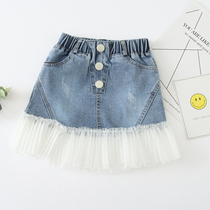 Babamei Childrens clothing Girls skirt 2021 spring new medium and large childrens fashion denim skirt Western style short skirt