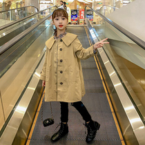 Girls  windbreaker jacket medium long British style 2021 new big boy little girl foreign style net red spring top tide