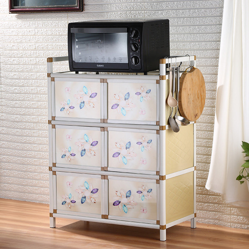 Multifunctional dining side cabinet Economy type splicing glass cabinet locker Sub-cupboard assembly containing household aluminum alloy-Taobao