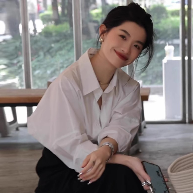 White Shirt for Women, Spring New Style, Korean Version, Loose Fit, Layering Shirt, High-End, Professional, Commuting, Long-Sleeved Top White Shirt for Women, Spring New Style, Korean Version, Loose Fit, Layering Shirt, High-End, Professional, Commuting, Long-Sleeved Top