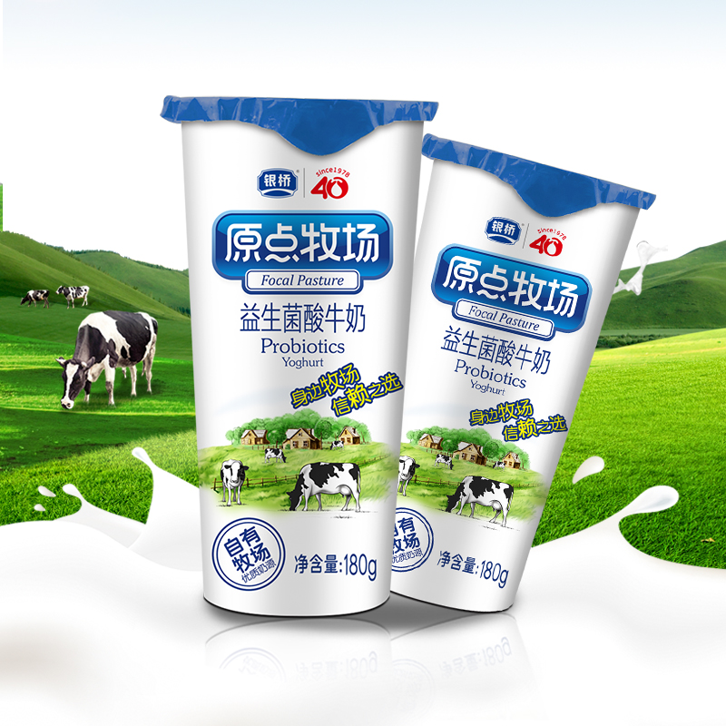 Silver Bridge Origin Ranch Probiotic Fermented Yogurt Original Flavor Milk 180g * 12 Cup Milk Whole Boxes