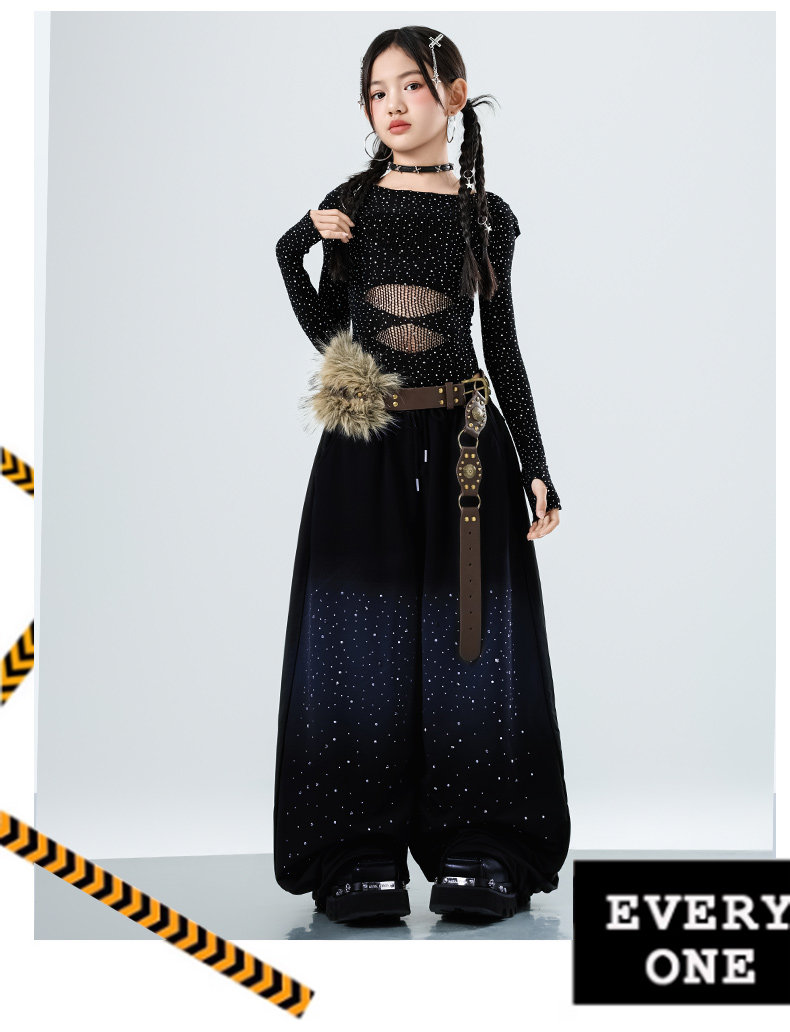 少儿爵士舞服装露脐网纱上衣裤子套装jazz女童街舞潮服六一演出服 — 14