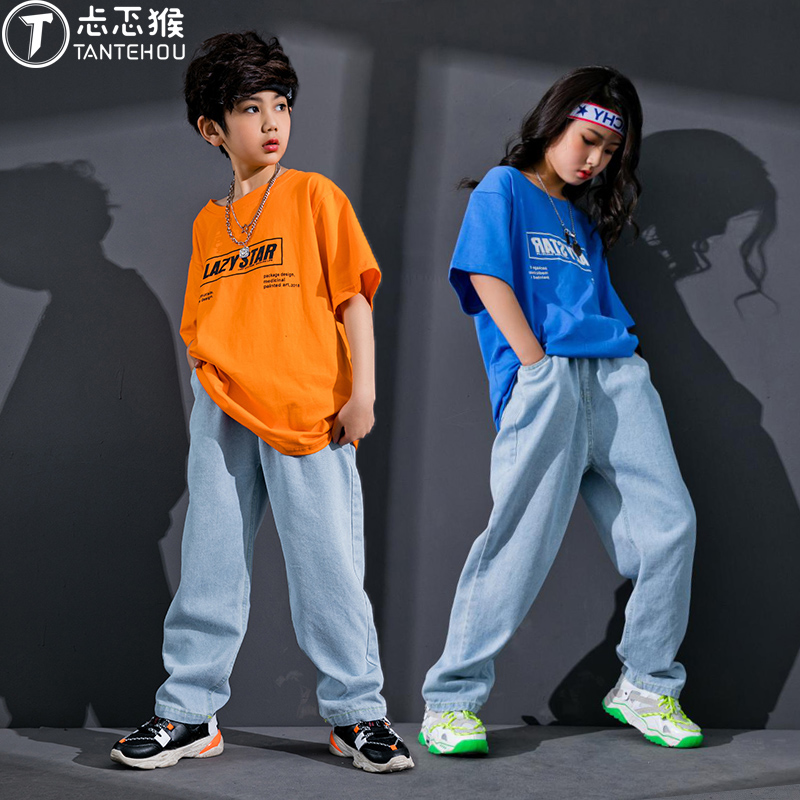 Children Street Dance Suit New Boy Hip Hop Performance Clothing Short Sleeve Summer Toddler Jazz Dance Tide