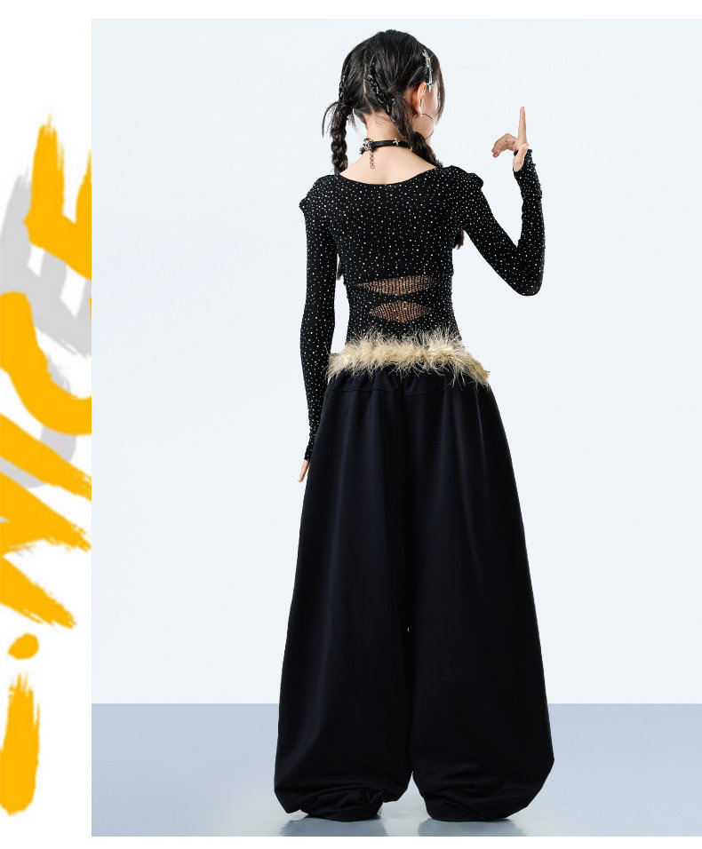少儿爵士舞服装露脐网纱上衣裤子套装jazz女童街舞潮服六一演出服 — 22