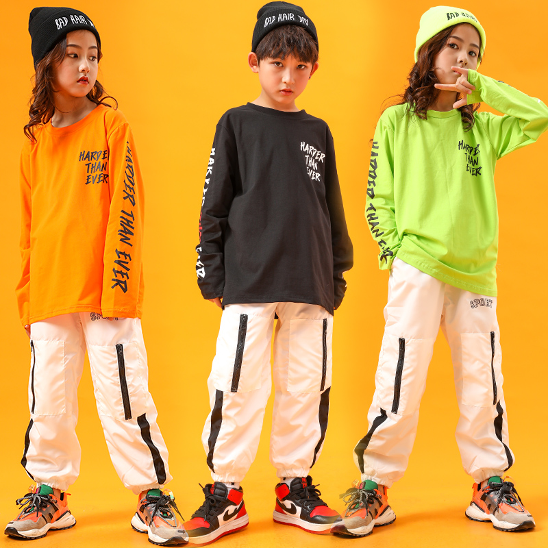 Street Dance Boy Loose Hip Hop Clothing Han Version Male Girl Hiphop Clothes Pure Cotton Children Play Early Childhood Suit