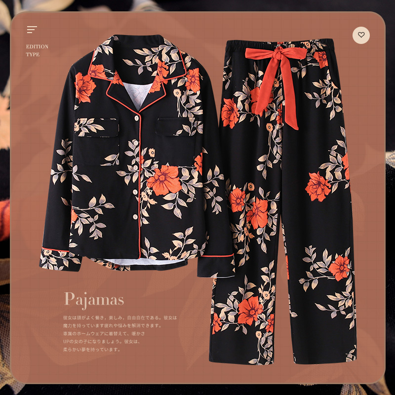 Mark Princess Couple Sleepwear Woman Spring Autumn Pure Cotton Long Sleeve Black Ins Tide 2021 New Men's Home Suits Autumn Winter