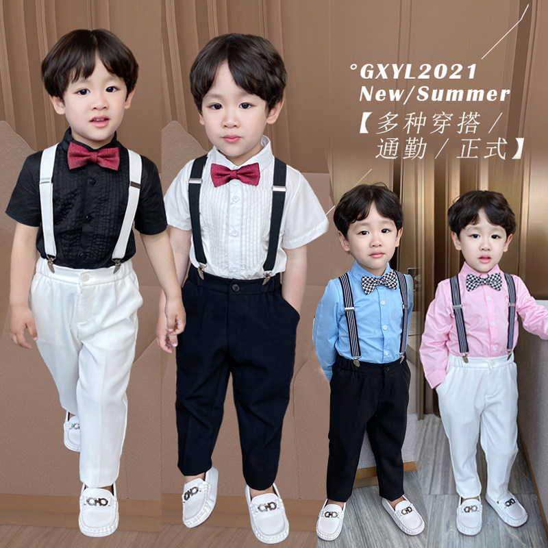 Boy host dress suit British style autumn boy flower girl small suit children's piano overalls performance clothing