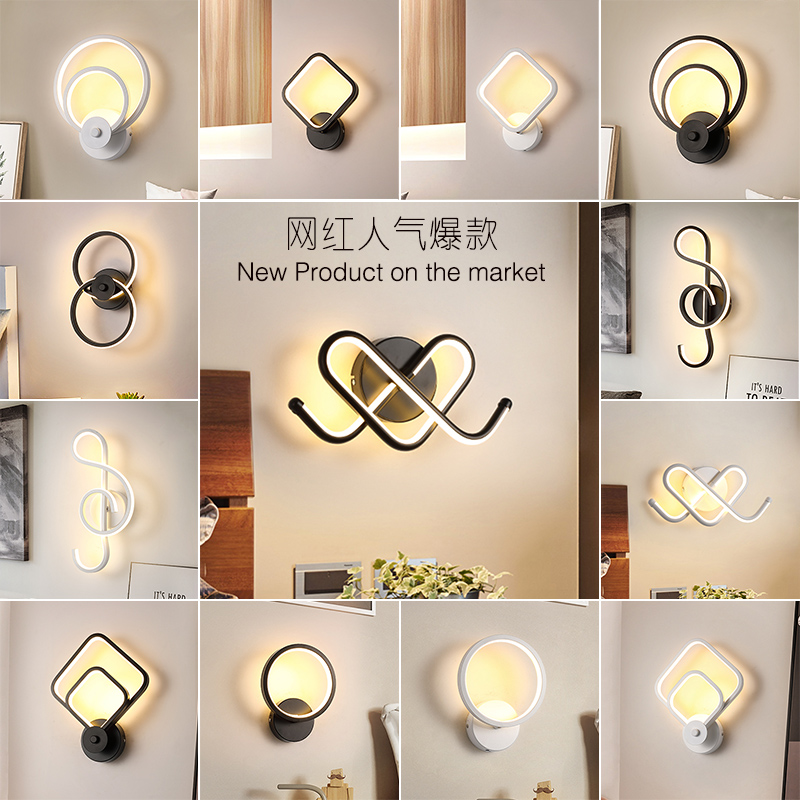 Minimalist net red wall lamp bedroom headroom headroom Balcony Modern Minima Aisle Hotel American Stairway Led Wall Lamp