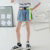 Girl Denim Shorts New Summer Dress Pure Cotton High Waist Foreign Air Large Boy 100 Hitch Children Casual Hot Pants