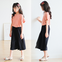 Girl Modale Seven Pants Summer Thin baby Loose Version Broadlegged Pants Children Black Holiday Casual Pants