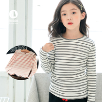 Girls long sleeve T-shirt spring and autumn children's irregular striped shirt baby cotton striped round neck jacket Korean version