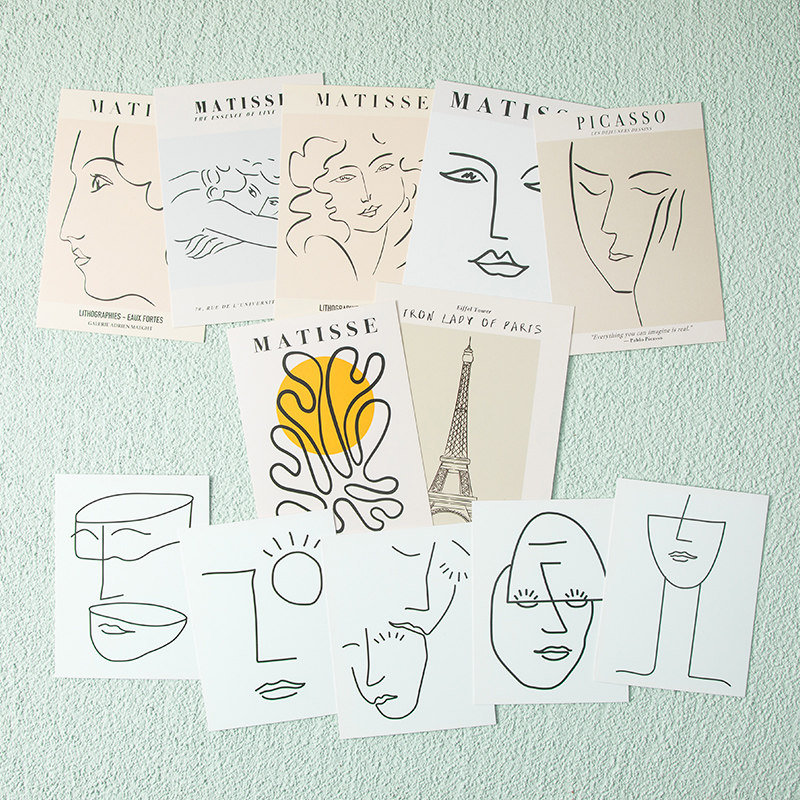 Ins style simple strokes Matisse retro cover character simple creative photography decoration jewelry photo props shooting background cloth net red background wall background paper French card jam