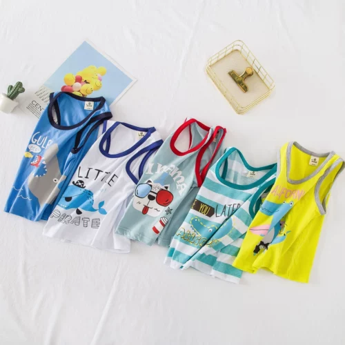 Летняя детская майка для мальчиков, летняя одежда, в корейском стиле, детская одежда