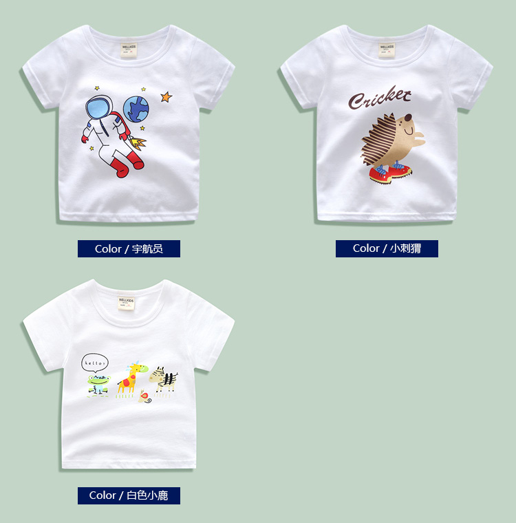 Trẻ em ngắn tay T-Shirt cotton 2018 mùa hè mới quần áo trẻ em nữ baby boy trắng nửa tay áo đáy áo sơ mi áo phông không cổ bé trai