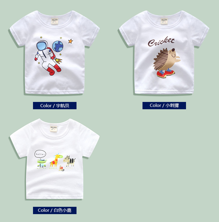 Trẻ em ngắn tay T-Shirt cotton 2018 mùa hè mới quần áo trẻ em nữ baby boy trắng nửa tay áo đáy áo sơ mi