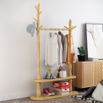 Solid wood Clothes hat rack floor bedroom hanging clothes hanger European-style door hall Shelves Living Room Clothes Rack Modern Brief Clothes Hanger