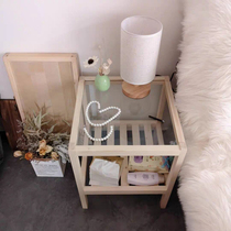 ins Nordic wind sofa edges a few solid wood bedside tables minimalist modern tea table small family type living room corner a few side cabinets