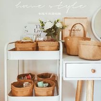 Washable Kraft Paper Bags Ins Wind Flower Pots Paper Bags Photo Props Kitchen Fruit Food Cosmetics Cashier Bags