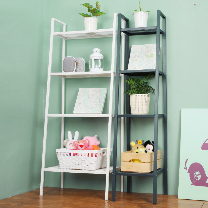 Bedroom shelf landing balcony bookshelf living room Simple flower frame iron metal shelf shelf